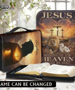 Jesus Because Of Him Heaven Knows My Name | Personalized Bible Cover