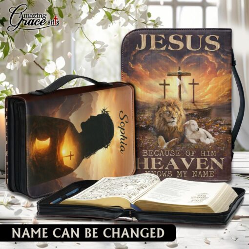 Jesus Because Of Him Heaven Knows My Name | Personalized Bible Cover Size 2XL