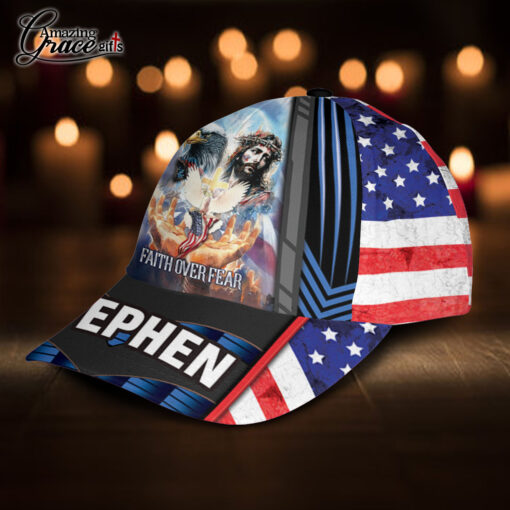 Faith Over Fear American Flag Jesus - Classic Cap - Image 2