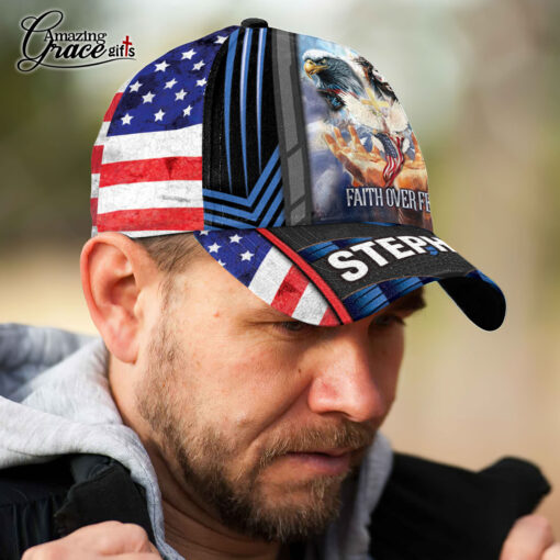 Faith Over Fear American Flag Jesus - Classic Cap - Image 4