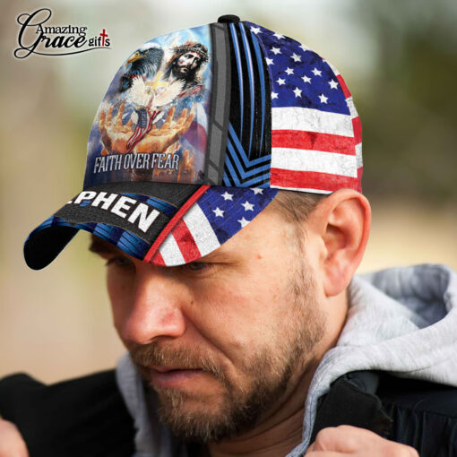 Faith Over Fear American Flag Jesus - Classic Cap - Image 5