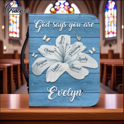 God Says You Are Lily Christ Cross Lilies Flower - Bible Cover M - Image 2