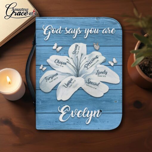 God Says You Are Lily Christ Cross Lilies Flower - Bible Cover M - Image 3