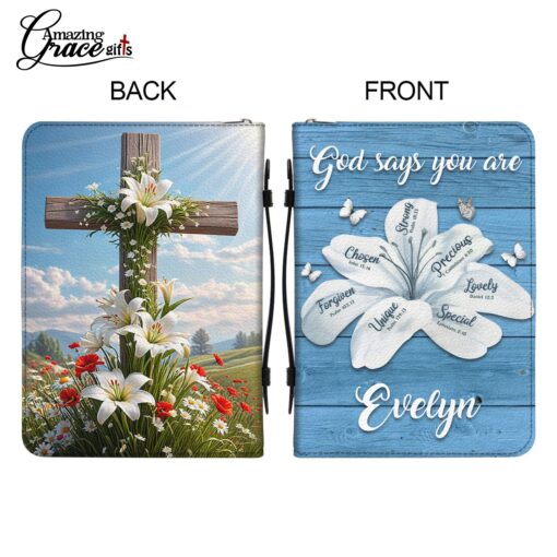 God Says You Are Lily Christ Cross Lilies Flower - Bible Cover M - Image 9