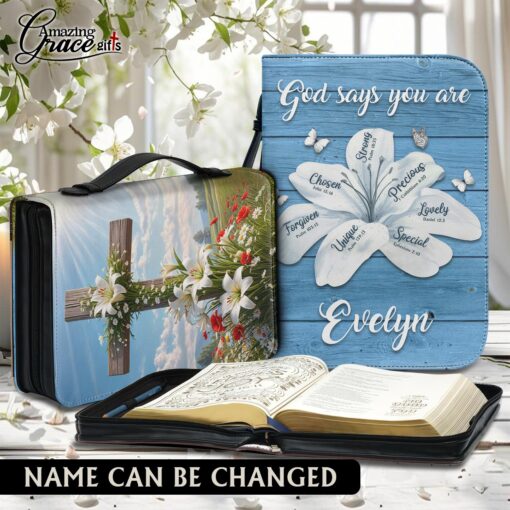 God Says You Are Lily Christ Cross Lilies Flower - Bible Cover M