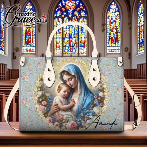 Virgin Mary Christ's Mother - Leather Handbag L - Image 8