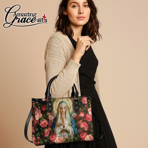 Christ's Mother Virgin Mary's Grace Roses - Leather Handbag L - Image 5