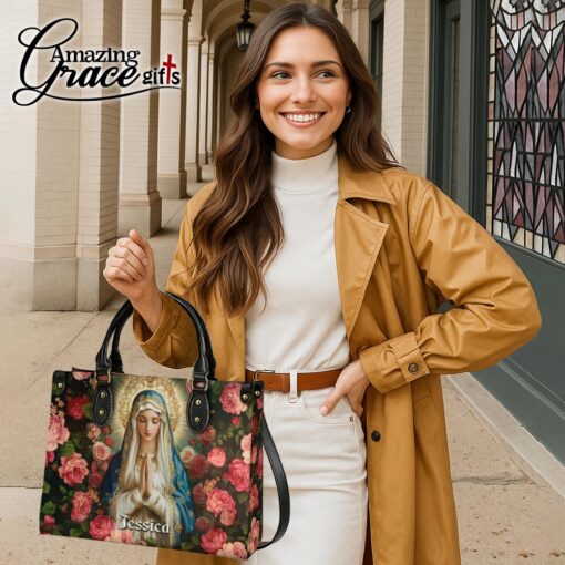 Christ's Mother Virgin Mary's Grace Roses - Leather Handbag L - Image 6