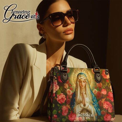 Christ's Mother Virgin Mary's Grace Roses - Leather Handbag L - Image 7