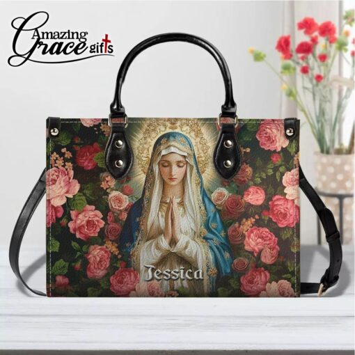 Christ's Mother Virgin Mary's Grace Roses - Leather Handbag L - Image 9