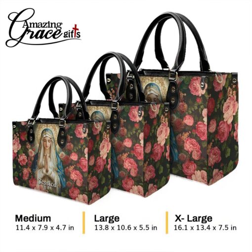 Christ's Mother Virgin Mary's Grace Roses - Leather Handbag L - Image 10