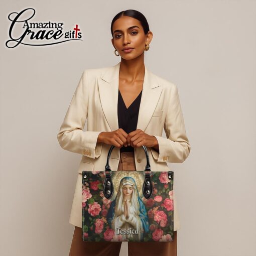 Christ's Mother Virgin Mary's Grace Roses - Leather Handbag L - Image 2