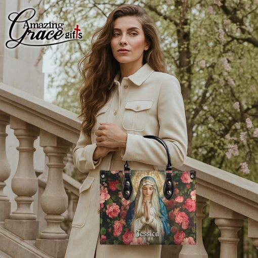 Christ's Mother Virgin Mary's Grace Roses - Leather Handbag L - Image 3