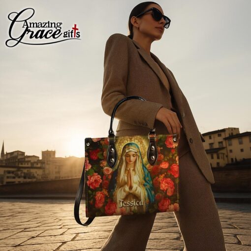 Christ's Mother Virgin Mary's Grace Roses - Leather Handbag L - Image 4