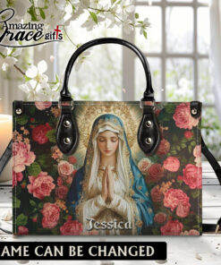 Christ's Mother Virgin Mary's Grace Roses - Leather Handbag L