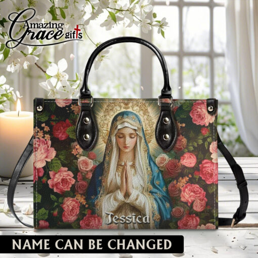 Christ's Mother Virgin Mary's Grace Roses - Leather Handbag L