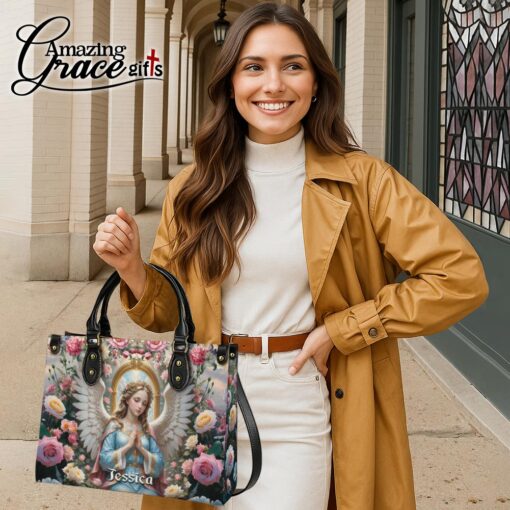 Virgin Mary Christ's Mother Heaven Roses - Leather Handbag M - Image 6