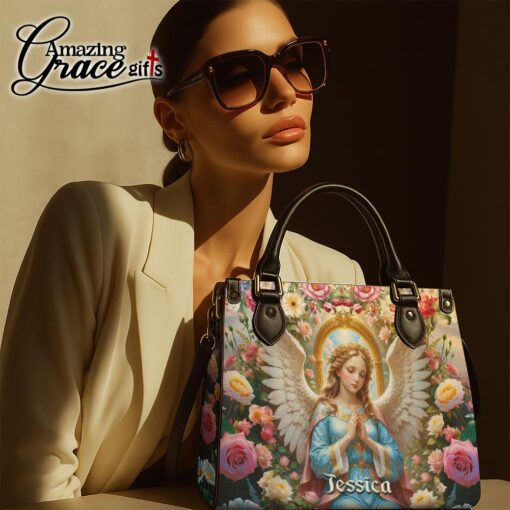 Virgin Mary Christ's Mother Heaven Roses - Leather Handbag M - Image 7