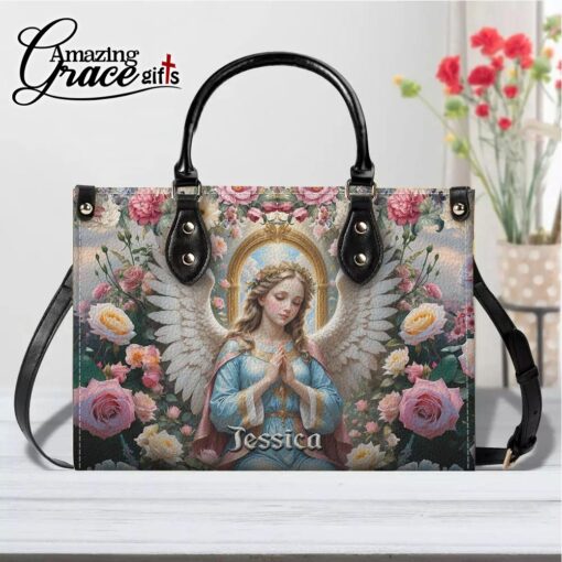 Virgin Mary Christ's Mother Heaven Roses - Leather Handbag M - Image 9