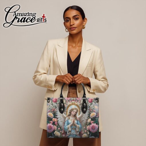 Virgin Mary Christ's Mother Heaven Roses - Leather Handbag M - Image 2