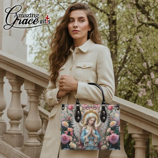 Virgin Mary Christ's Mother Heaven Roses - Leather Handbag M - Image 3