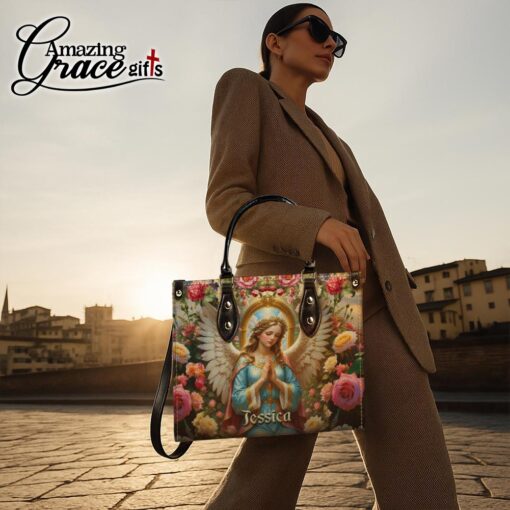 Virgin Mary Christ's Mother Heaven Roses - Leather Handbag M - Image 4