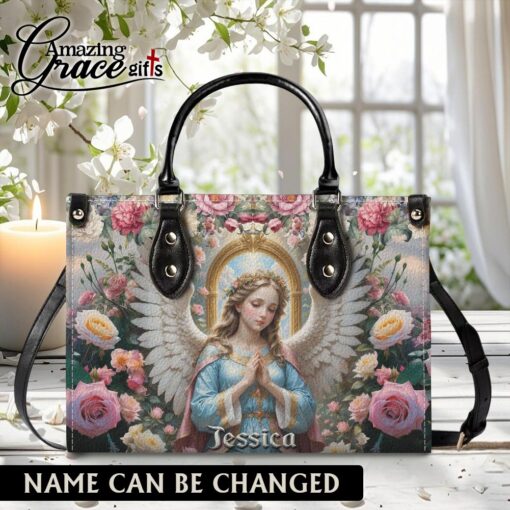Virgin Mary Christ's Mother Heaven Roses - Leather Handbag M
