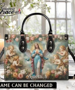 Halo Of Roses Virgin Mary - Leather Handbag L