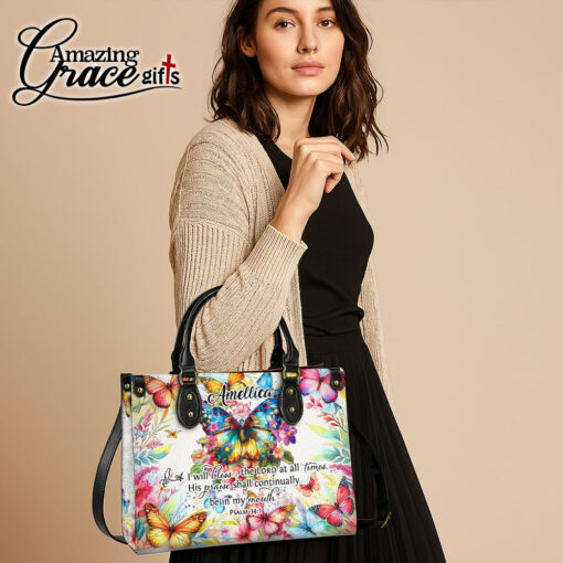 I Will Bless The Lord At All Times - Leather Handbag XL - Image 5
