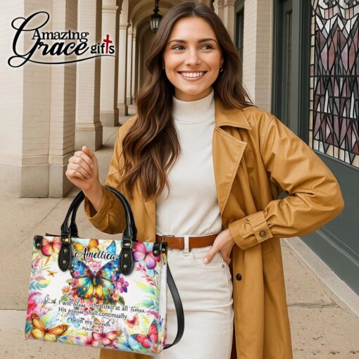 I Will Bless The Lord At All Times - Leather Handbag XL - Image 6