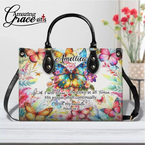 I Will Bless The Lord At All Times - Leather Handbag XL - Image 9