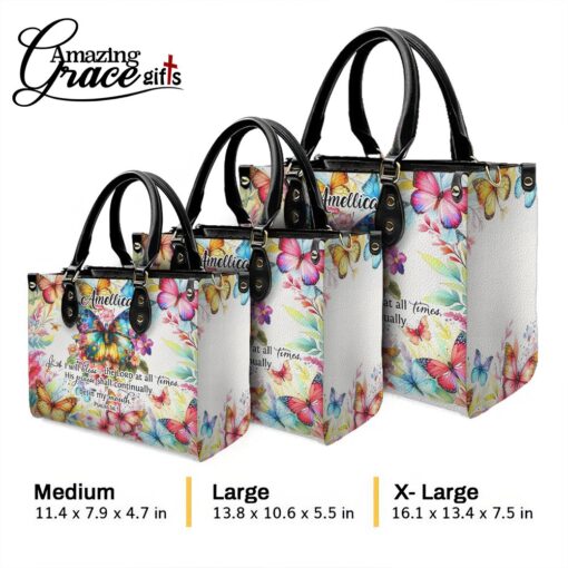 I Will Bless The Lord At All Times - Leather Handbag XL - Image 10