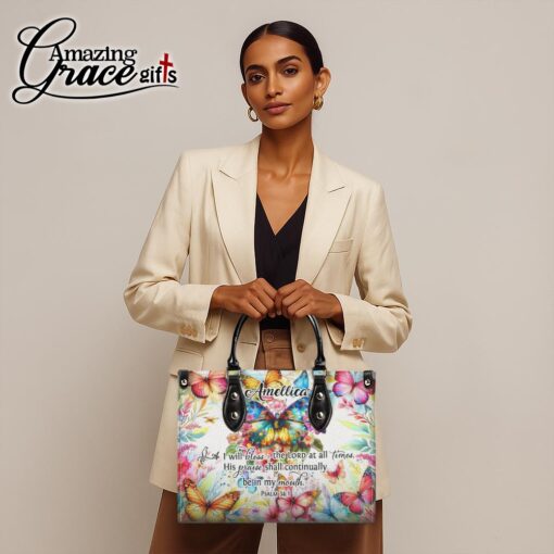 I Will Bless The Lord At All Times - Leather Handbag XL - Image 2