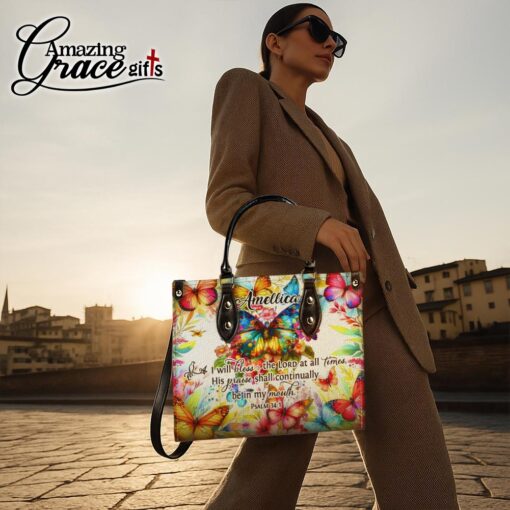 I Will Bless The Lord At All Times - Leather Handbag XL - Image 4