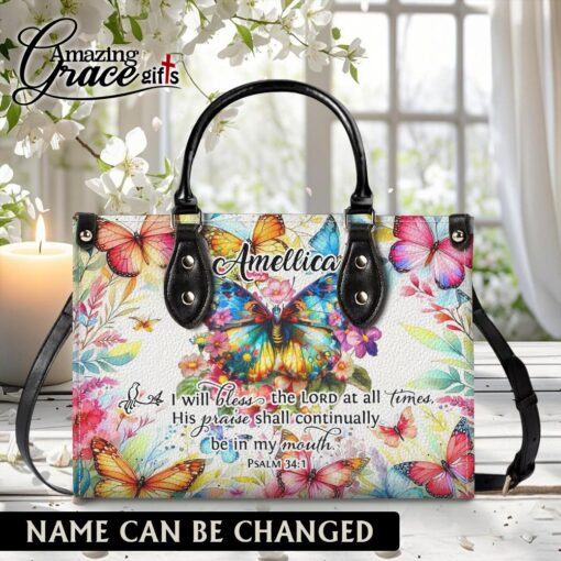 I Will Bless The Lord At All Times - Leather Handbag XL