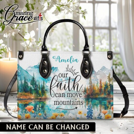 Our Faith Can Move Mountains  - Leather Handbag XL
