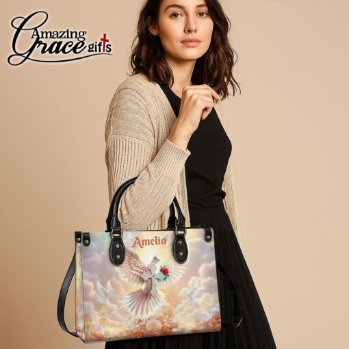 Jesus's Dove Cross Christian Faith - Leather Handbag L - Image 5