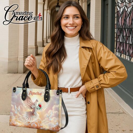 Jesus's Dove Cross Christian Faith - Leather Handbag L - Image 6