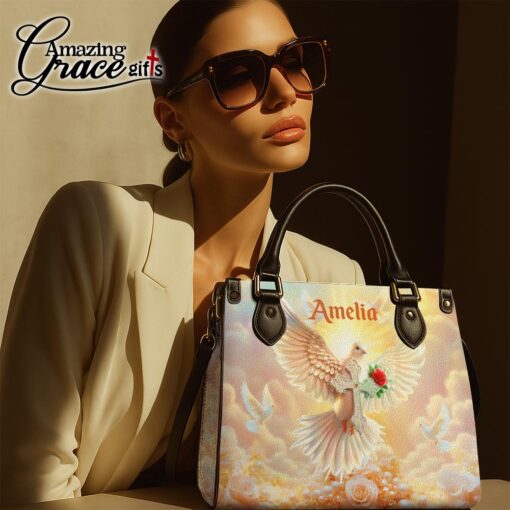Jesus's Dove Cross Christian Faith - Leather Handbag L - Image 7