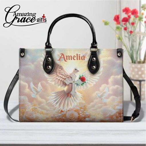 Jesus's Dove Cross Christian Faith - Leather Handbag L - Image 9
