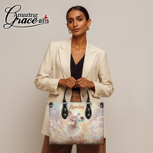 Jesus's Dove Cross Christian Faith - Leather Handbag L - Image 2