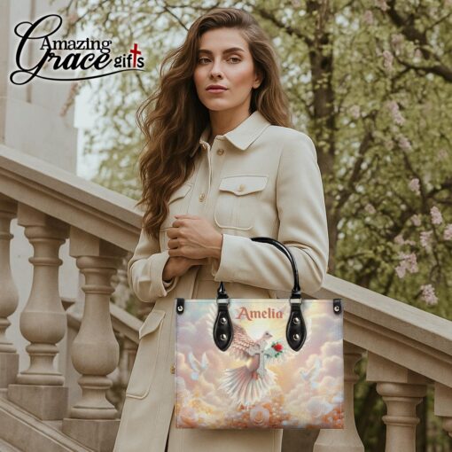 Jesus's Dove Cross Christian Faith - Leather Handbag L - Image 3