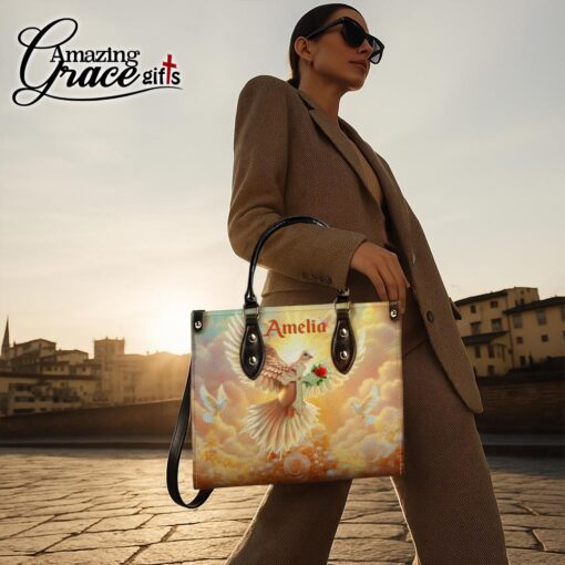 Jesus's Dove Cross Christian Faith - Leather Handbag L - Image 4