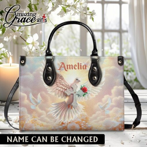 Jesus's Dove Cross Christian Faith - Leather Handbag L