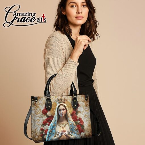 Christ's Mother Virgin Mother Halo Of Roses - Leather Handbag M - Image 5