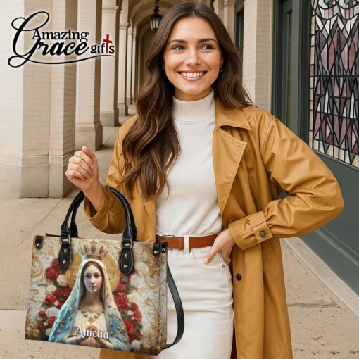 Christ's Mother Virgin Mother Halo Of Roses - Leather Handbag M - Image 6