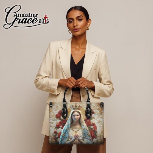 Christ's Mother Virgin Mother Halo Of Roses - Leather Handbag M - Image 2
