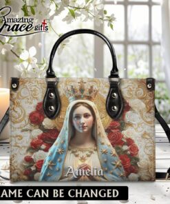 Christ's Mother Virgin Mother Halo Of Roses - Leather Handbag L