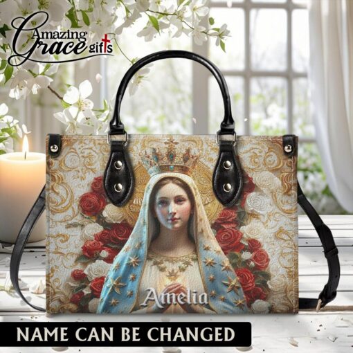 Christ's Mother Virgin Mother Halo Of Roses - Leather Handbag M