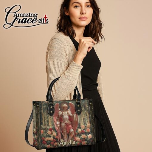 Archangel's Triumph Halo Of Roses Christ Jesus  - Leather Handbag M - Image 5